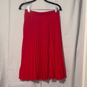 Chic Red A-Line Pleated Skirt